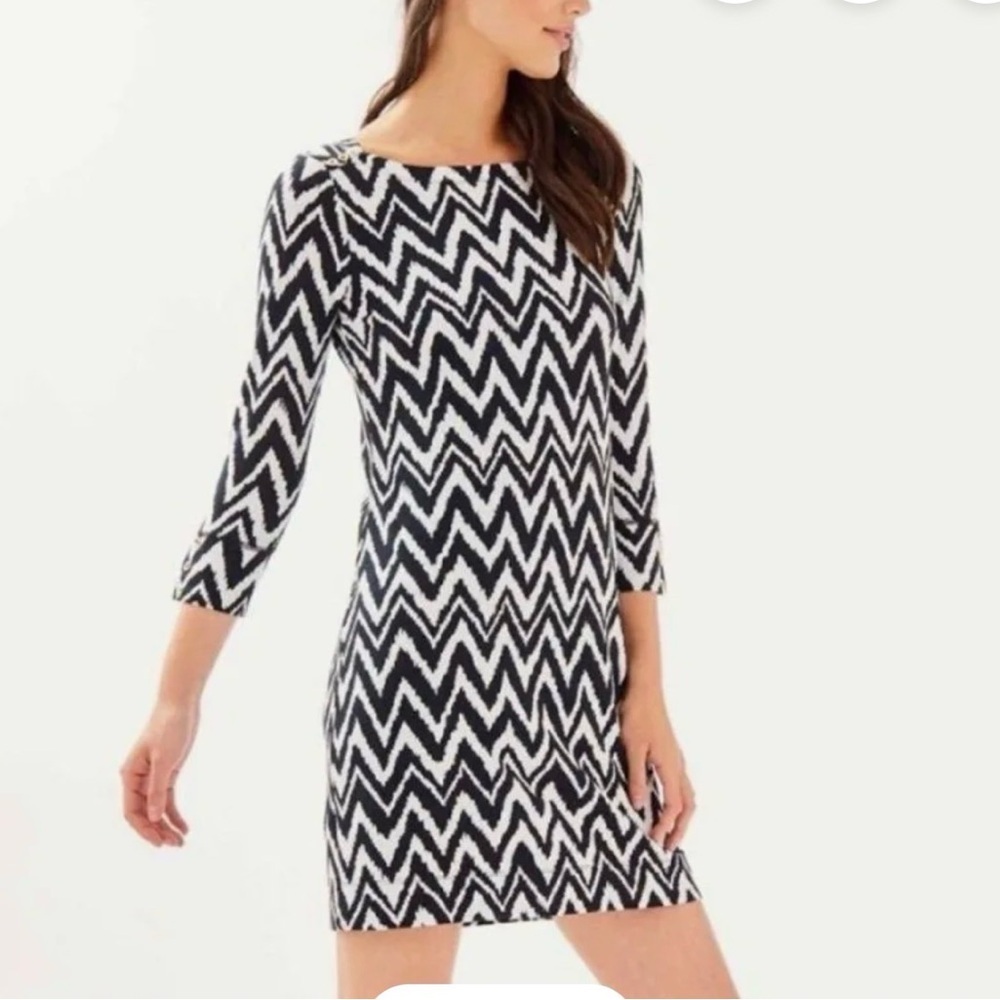 Lily Pulitzer nWT gold Black and White Zigzag Sophe Dress spf swim